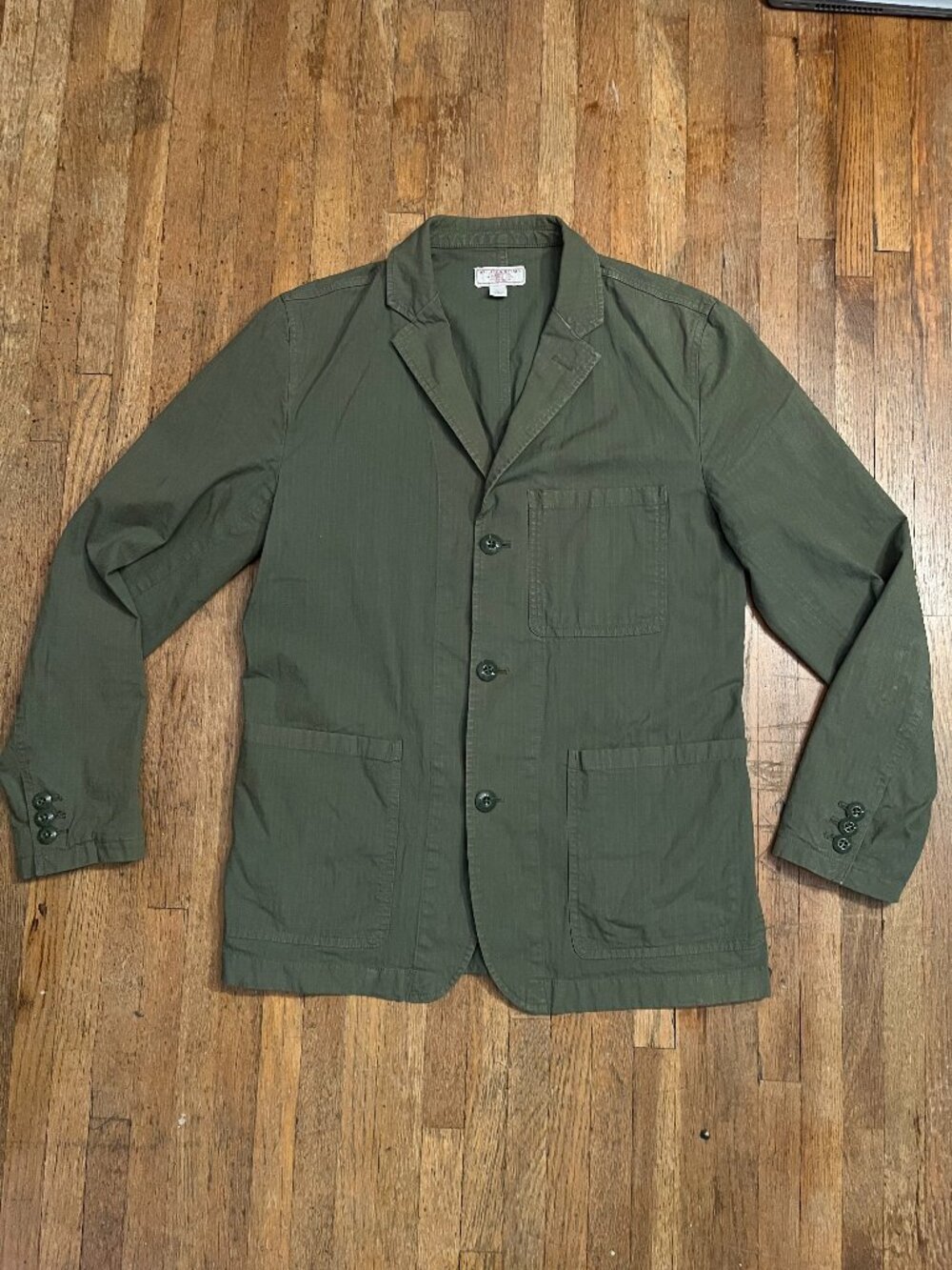 Wallace & Barnes Olive Ripstop Chore Blazer • 39R • J.Crew
